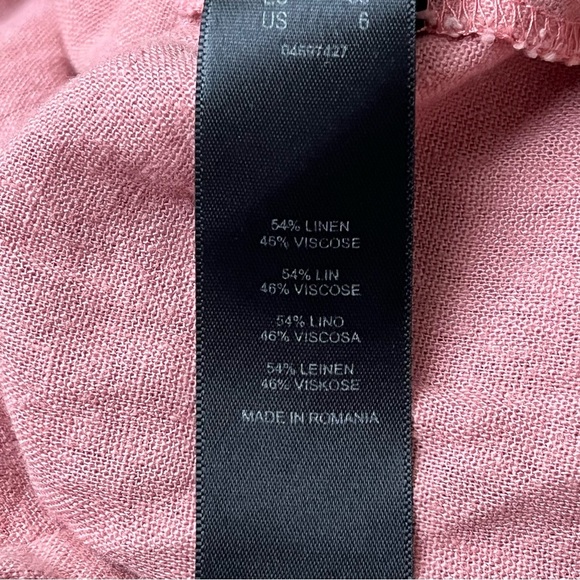 ASOS pink High Rise Linen Short Ruffle Hem Coquette Preppy Beach Coastal US 6 - Picture 6 of 8